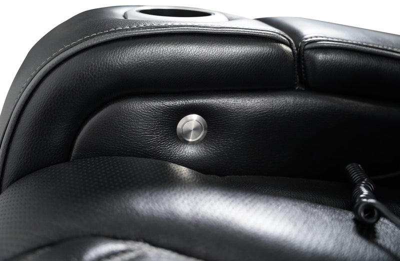 Sofa de massage à inclinaison électrique Elite de 86 po en cuir véritable avec appuie-têtes électriques et accoudoirs de rangement - noir