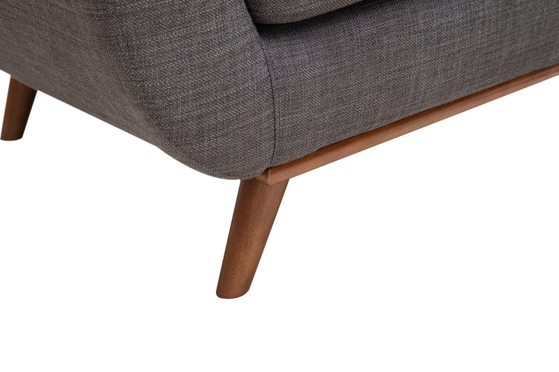 Fauteuil Freeman Kort & Co. de 37 po en tissu d’apparence lin avec pattes en bois et coussin de dossier capitonné - gris anthracite