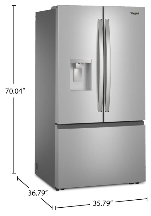 Réfrigérateur Whirlpool de 36 po et de 30 pi3 à portes françaises avec machine à glaçons double - acier inoxydable - WRFF3736SZ 