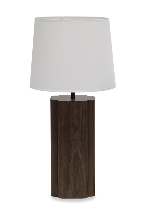 Lampe de table Wren de 28,7 po avec abat-jour en lin - noyer foncé 