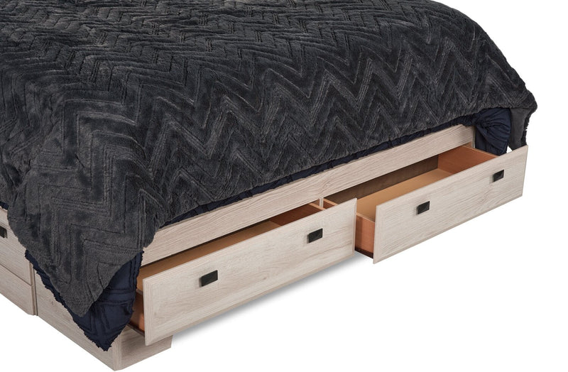 Lit plateforme Yorkdale à 6 tiroirs fabriqué au Canada avec tête de lit et cadre de rangement, blanc - format grand lit