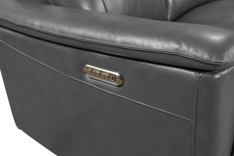 Fauteuil berçant, pivotant et à inclinaison électrique Angelo de Château d’Ax de 38,58 po en cuir véritable - gris