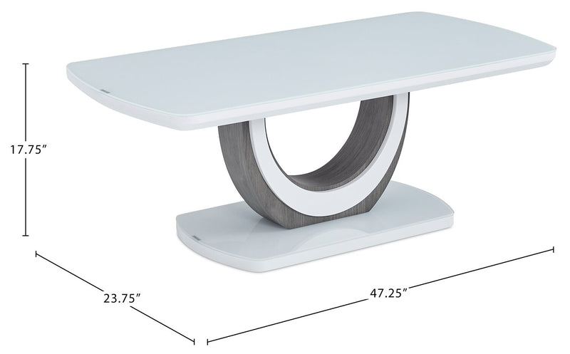 Table à café moderne Brimley de 47,25 po - blanche et grise