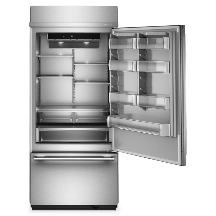 Réfrigérateur encastré KitchenAid de 20,8 pi³ et de 36 po à congélateur inférieur - acier inoxydable PrintShieldMC - KBBR336SPS