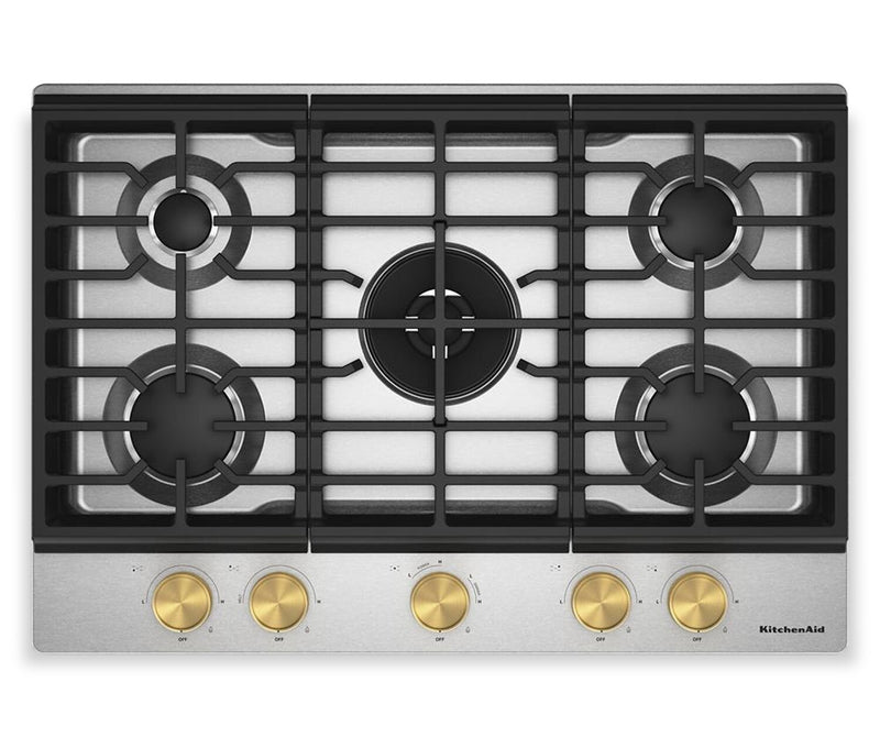Surface de cuisson KitchenAid au gaz sur métal avec fini CookShield - acier inoxydable - KCGK730SSS
