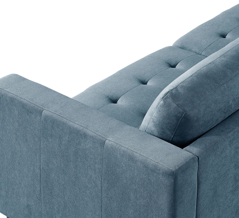 Sofa sectionnel de gauche Metro 2 pièces en tissu avec fauteuil long et coussins de siège capitonnés - bleu denim