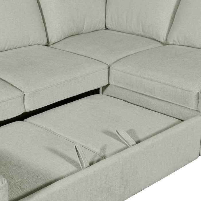 Sofa-lit sectionnel de droite Haven de Scott Living 4 pièces en tissu de chenille avec fauteuil long de rangement - bleu écume de mer