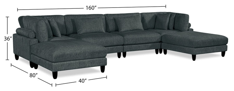 Sofa sectionnel modulaire sans accoudoirs Lounge 6 pièces en chenille - gris