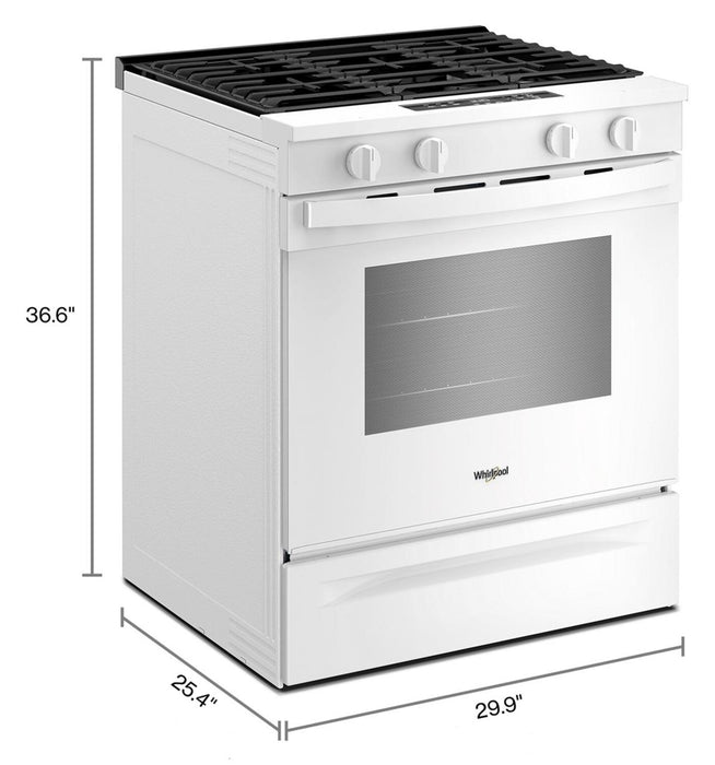 Cuisinière à gaz intelligente Whirlpool de 30 po, 5 pi³ – blanche – WSGS3330TW