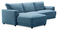  Sofa sectionnel modulaire de droite Voyage 3 pièces en tissu avec coussins de dossier amovibles - bleu