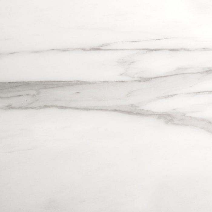 Table de salle à manger Naya de 63 po à 78,75 po (L) avec papillon se rangeant sous la table, en métal, en verre en imitation de marbre - blanche