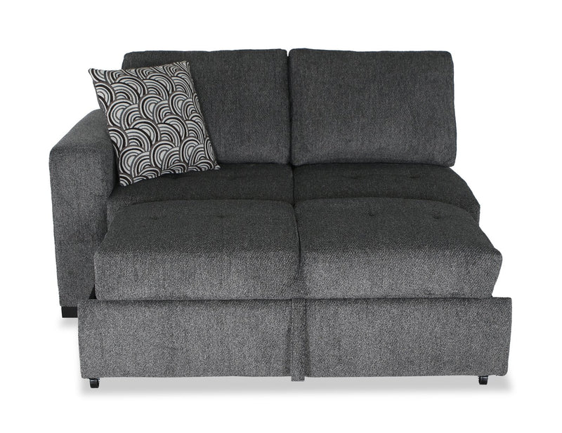 Sofa-lit sectionnel enveloppant de droite Legend 2 pièces fabriqué au Canada en tissu de chenille - gris poivre