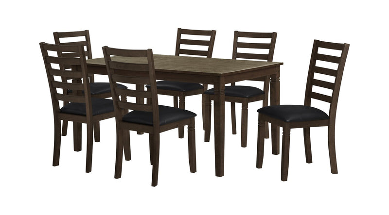 Chaise de salle à manger Devon en tissu de cuir végétalien et en bois - brun foncé