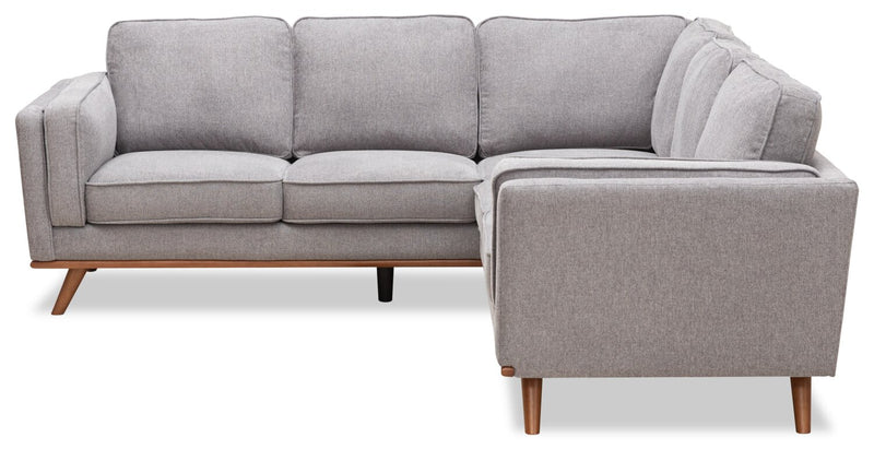 Sofa sectionnel Kassia de Kort & Co. 2 pièces en tissu d’apparence lin avec base et pattes en bois - gris