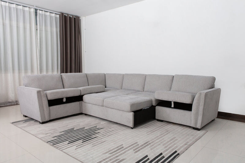 Sofa sectionnel Vault 5 pièces avec causeuse-lit et fauteuils de rangement - gris