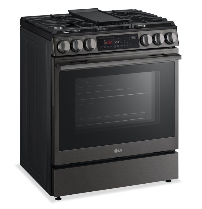 Cuisinière intelligente à gaz encastrée LG de 6,3 pi3 avec friture à air – acier inoxydable noir - LSGL6335Z