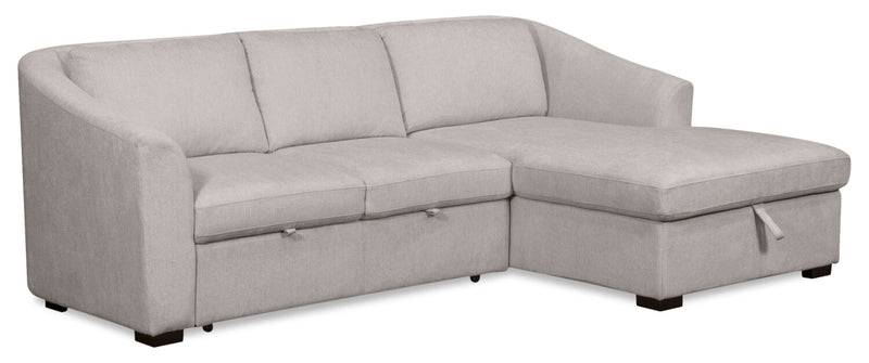 Sofa-lit sectionnel de droite Envy 2 pièces en tissu de chenille avec fauteuil long de rangement - gris brouillard