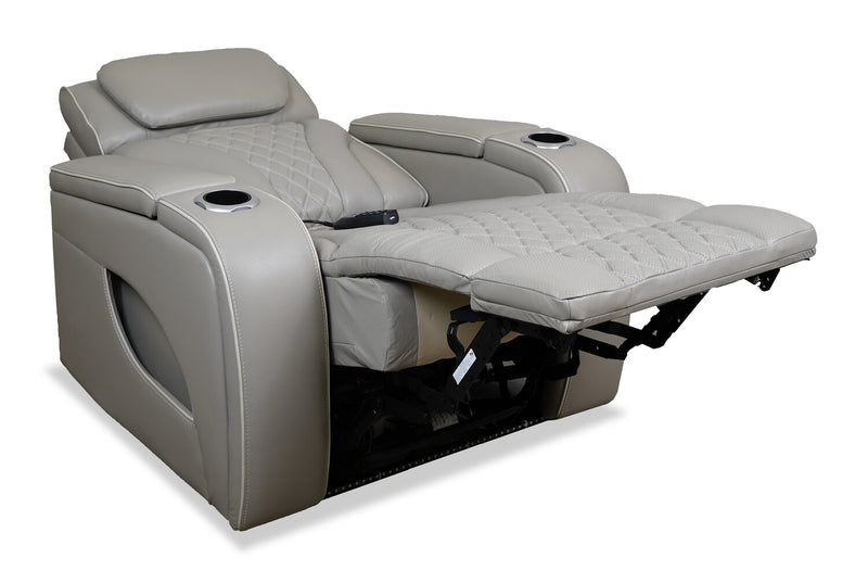 Fauteuil de massage à inclinaison électrique Elite de 38 po en cuir véritable avec son immersif et appuie-tête électrique - mastic