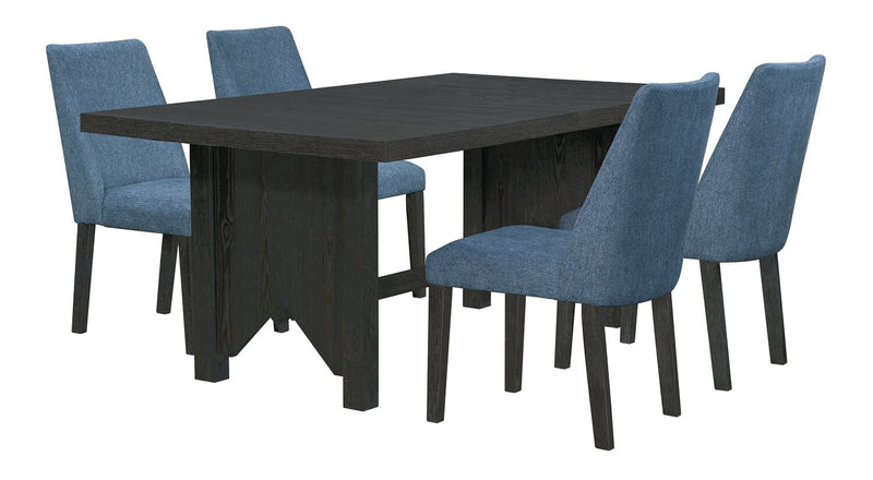 Chaise de salle à manger Emery en tissu de polyester - bleue