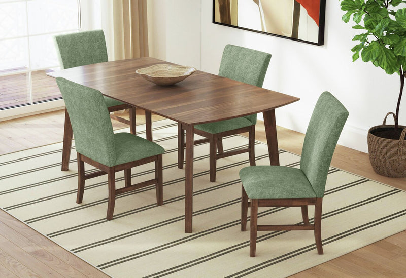 Ensemble de salle à manger Rain 5 pièces avec table de 72 po (L) et 4 chaises vertes - vert et brun