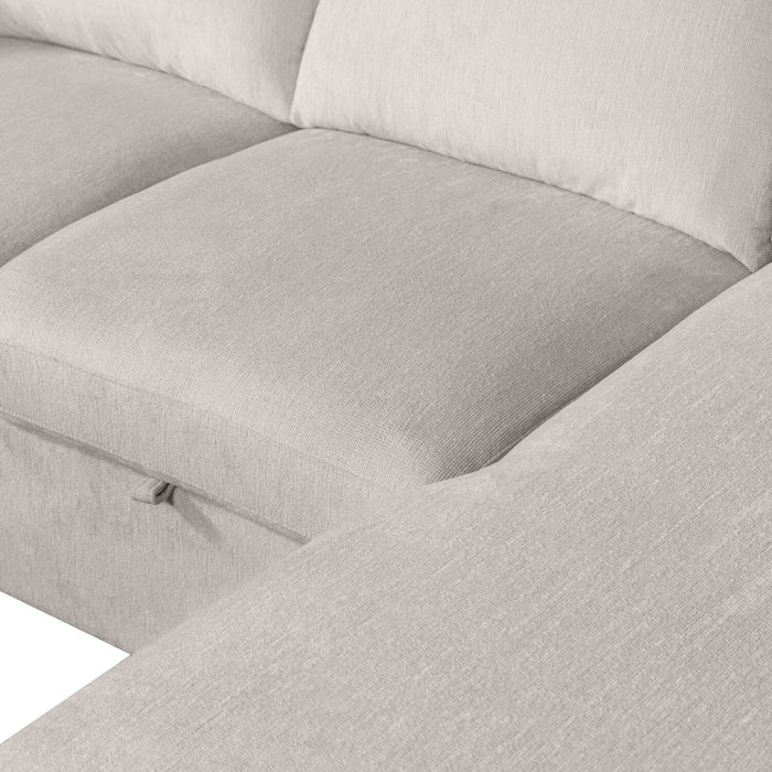 Sofa-lit sectionnel Envy 3 pièces en tissu de chenille avec 2 fauteuils longs de rangement - gris brouillard