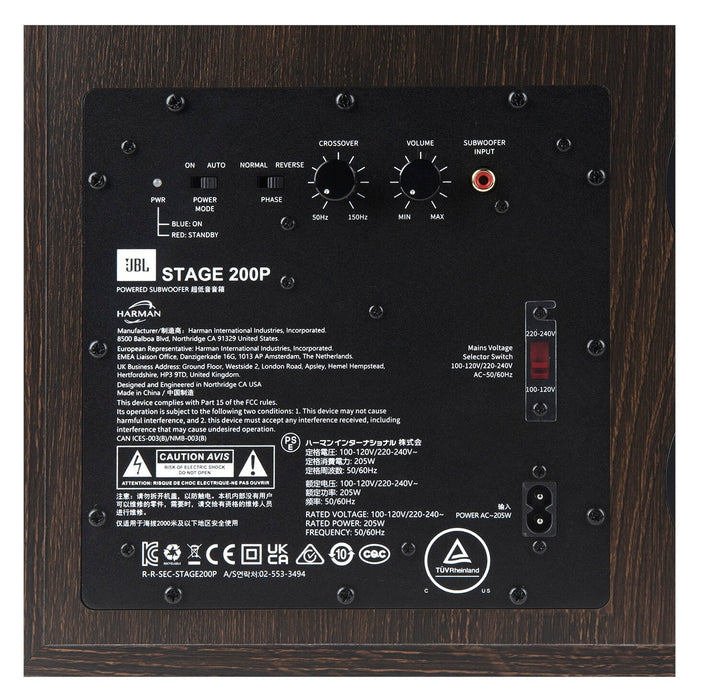 Caisson d’extrêmes graves amplifié de 300 W JBL Stage 200P de 10 po – noir (JBL200PBLKAM)