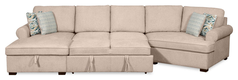 Sofa-lit sectionnel enveloppant de droite Haven de Scott Living 3 pièces en tissu de chenille avec rangement - taupe