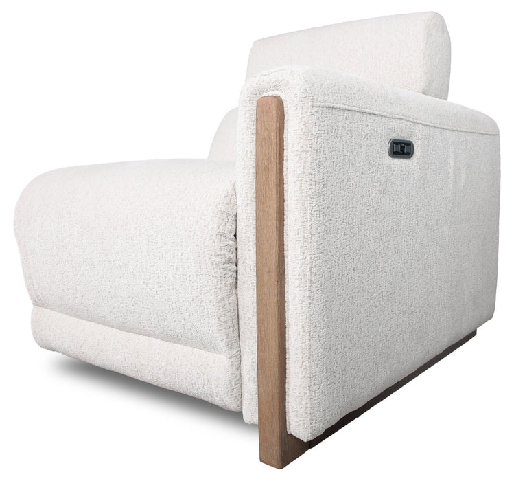 Sofa sectionnel modulaire à inclinaison électrique Sable 6 pièces en chenille avec appuie-têtes électriques et port USB - blanc albâtre
