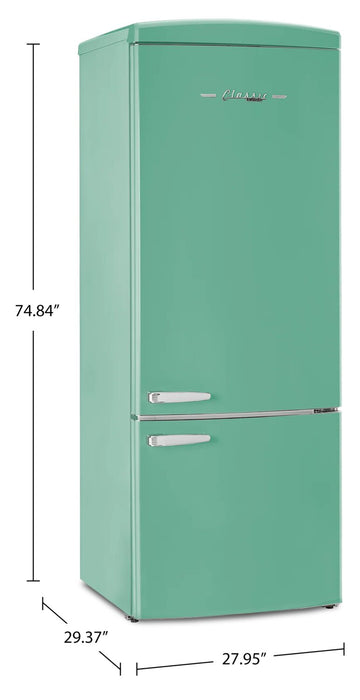 Réfrigérateur Classic Rétro d’Unique de 28 po et de 17 pi3 à congélateur inférieur - turquoise - UNQ-455L T AC