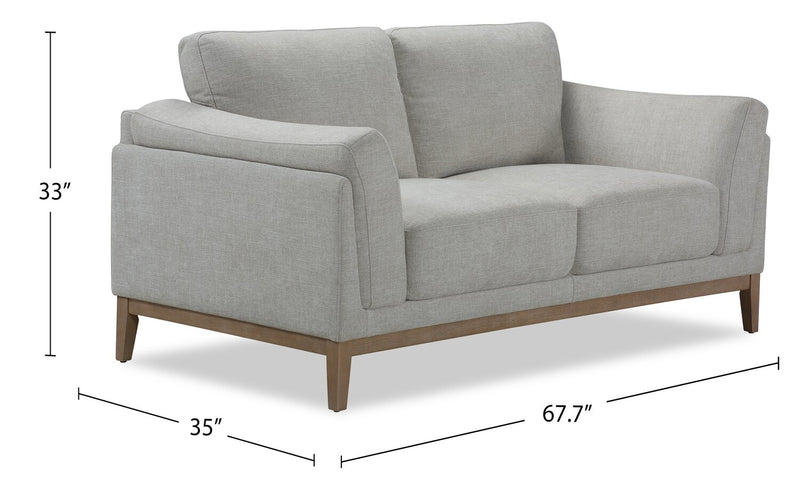 Causeuse Valley de 67,7 po en tissu avec base et pattes en hévéa - sable