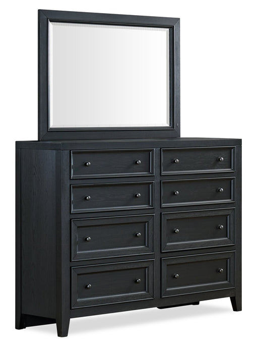 Ensemble de chambre à coucher Casa 6 pièces avec lit, commode, miroir et table de nuit, noir - format grand lit