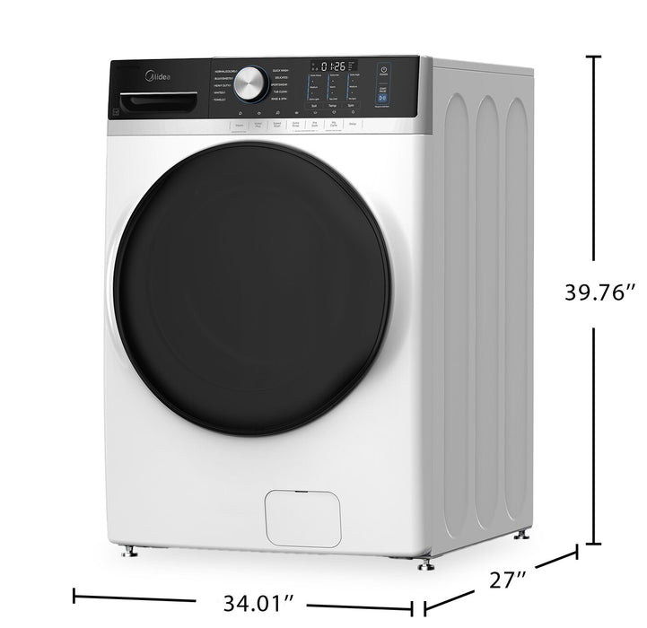 Laveuse Midea à chargement frontal de 5,2 pi³ avec soin à la vapeur – blanche – MLHW52S7AWW
