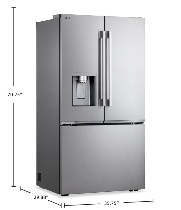 Réfrigérateur LG de 24 pi3 et de 36 po de profondeur comptoir Counter-Depth MAXMC à portes françaises avec système de charnières Zero ClearanceMC - LF24Z6330S