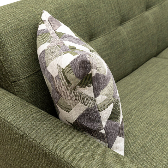 Sofa Freeman de Kort & Co. de 80 po de format condo en tissu d’apparence lin avec base et pattes en bois - vert avocat