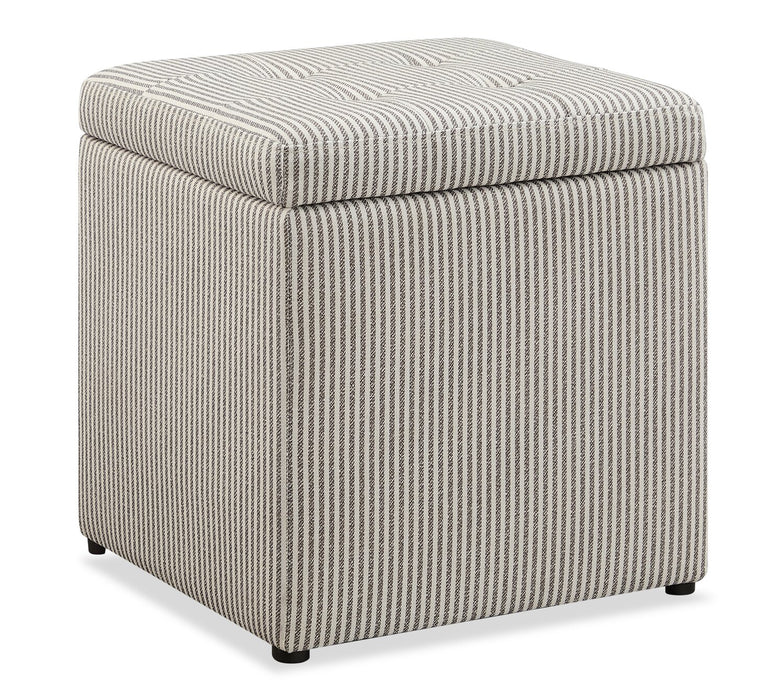 Pouf de rangement carré Yukon de 17 po en tissu - rayé gris