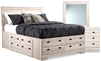 Ensemble de chambre à coucher Yorkdale 5 pièces avec lit de rangement à 12 tiroirs, commode et miroi…