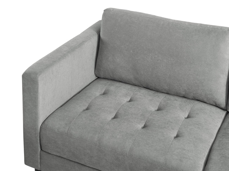 Sofa sectionnel de droite Metro 2 pièces en tissu avec fauteuil long et coussins de siège capitonnés - gris