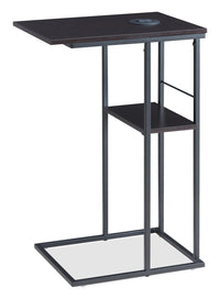  Table d’appoint Byron de 15.5 po avec recharge USB et Qi intégrée - rouge cacao et noir