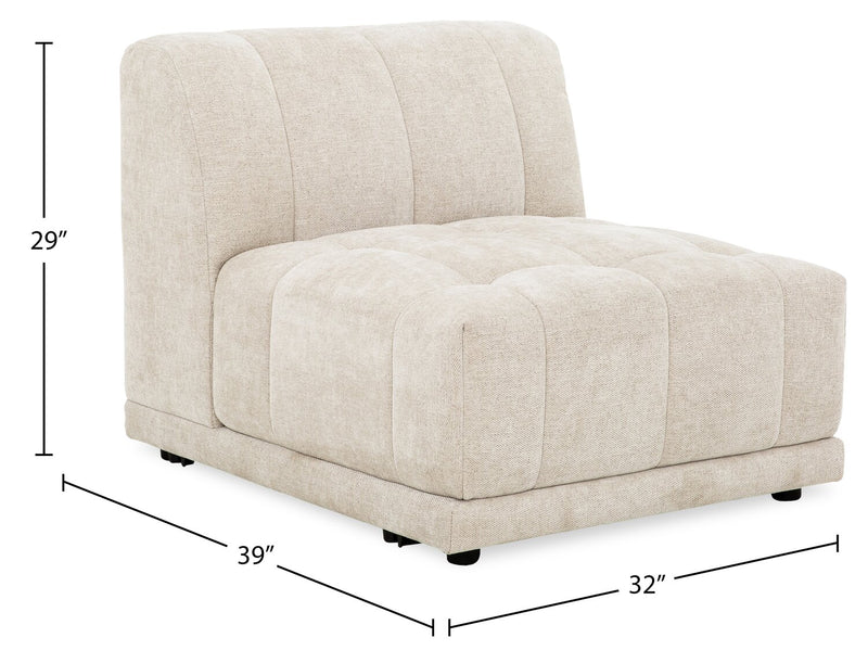 Fauteuil modulaire sans accoudoirs Oaklyn Kort & Co. de 32 po en tissu avec coussin de siège capitonné - beige