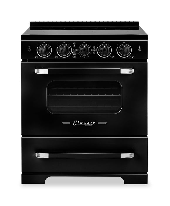 Cuisnière à induction Classic Rétro par Unique de 30 po et de 3,9 pi3 - noir minuit - UNQ-30CR IC B