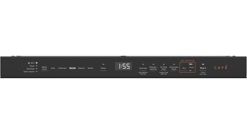 Lave-vaisselle intelligent Café CustomFit de 24 po et de 39 dBA avec commandes sur le dessus et 3e panier - blanc mat - CDT888P4VW2