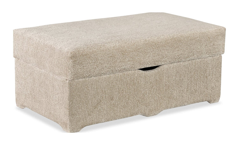Pouf de rangement Lennox de 40 po fabriqué au Canada en tissu de chenille - taupe