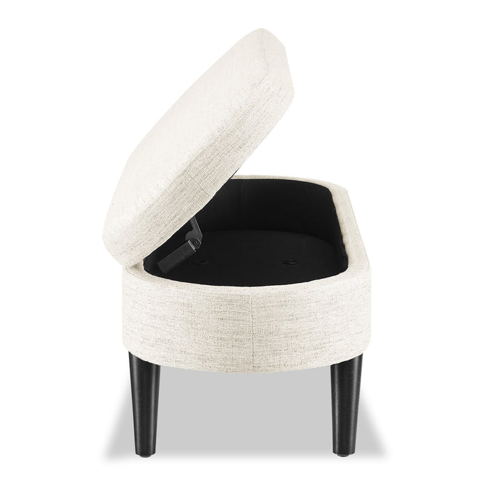 Pouf de rangement ovale Montreal de 43,5 po en tissu - blanc