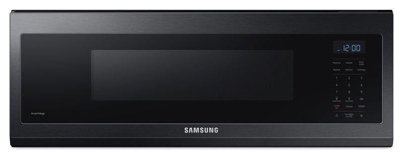 Four à micro-ondes à hotte intégrée Samsung de 1,1 pi³ avec 400 pi³/min - acier inoxydable noir mat - ME11F7510MT/AC
