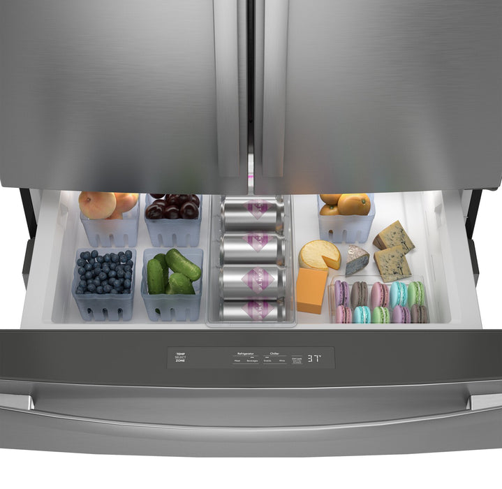 Réfrigérateur GE de 28,7 pi3 et de 36 po à portes françaises - acier inoxydable résistant aux traces de doigts - PGE29BYTFS