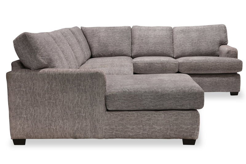Sofa sectionnel de gauche Luxe 3 pièces fabriqué au Canada en tissu avec coussins amovibles - gris colombe Zaftig