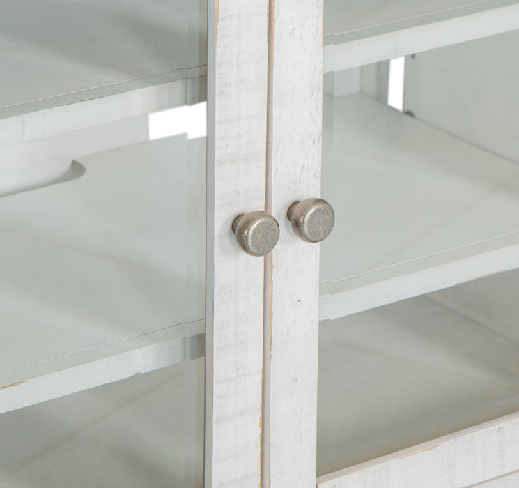 Meuble audio-vidéo rustique Baron 4 pièces de 114 po en pin avec rangement et système de gestion des câbles pour téléviseurs jusqu’à 70 po - albâtre