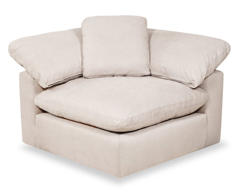 Sofa modulaire Eclipse de 124 po en tissu d’apparence lin avec coussins réversibles en duvet et plumes - beige lin