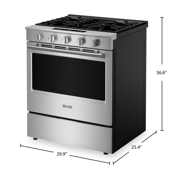 Cuisinière à gaz encastrée Maytag de 5 pi³ et de 30 po avec friture à air sans préchauffage - acier inoxydable résistant aux traces de doigts - MSGS7030SZ