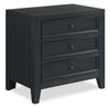 Table de nuit Casa de 27 po (l) x 26,5 po (H) en bois à 3 tiroirs avec port USB - noire